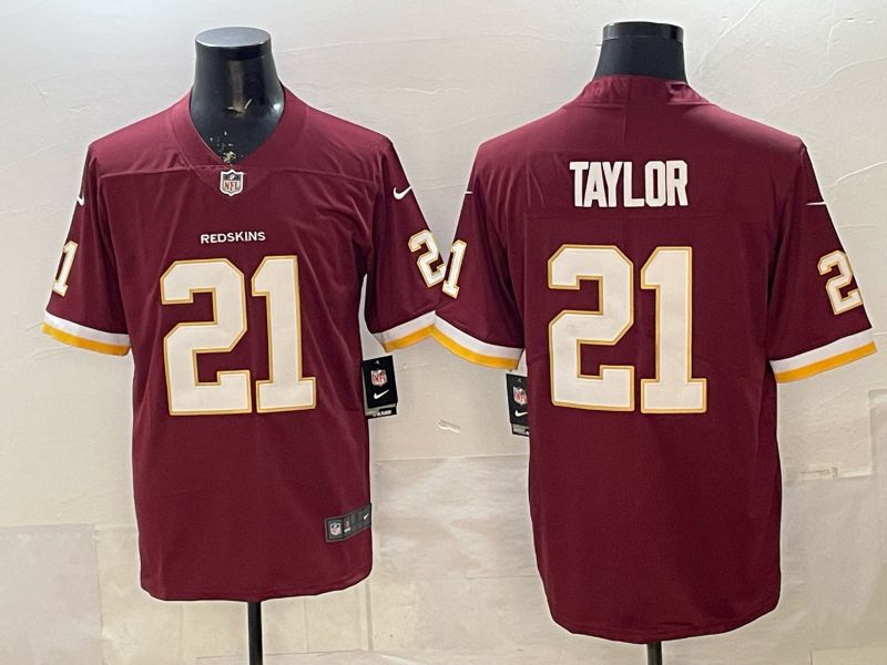 Men 2026 Washington Redskins #21 Taylor Red Limited Nike NFL Jersey style 03